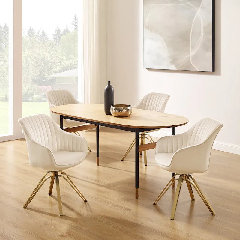 Fauteuil pivotant moderne Art Leon en velours avec finition dorée