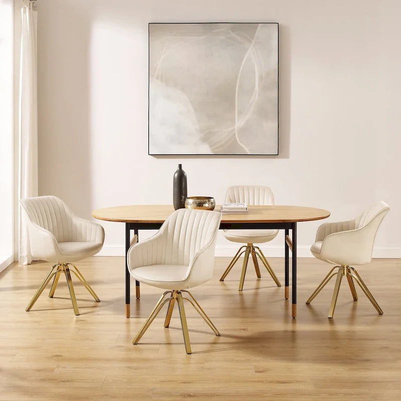 Fauteuil pivotant moderne Art Leon en velours avec finition dorée