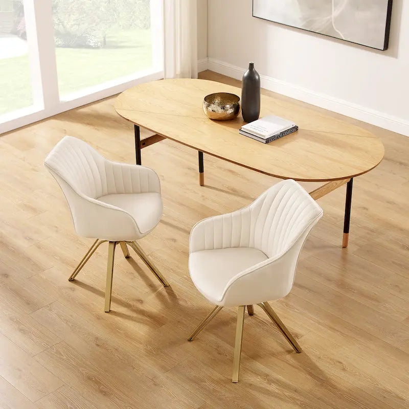 Fauteuil pivotant moderne Art Leon en velours avec finition dorée