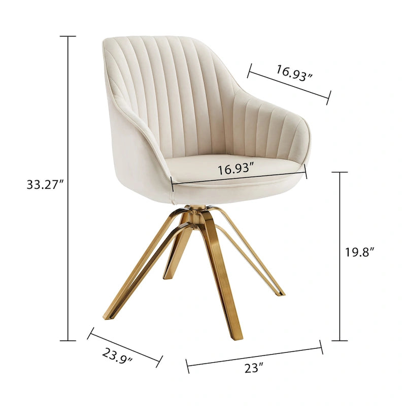 Fauteuil pivotant moderne Art Leon en velours avec finition dorée