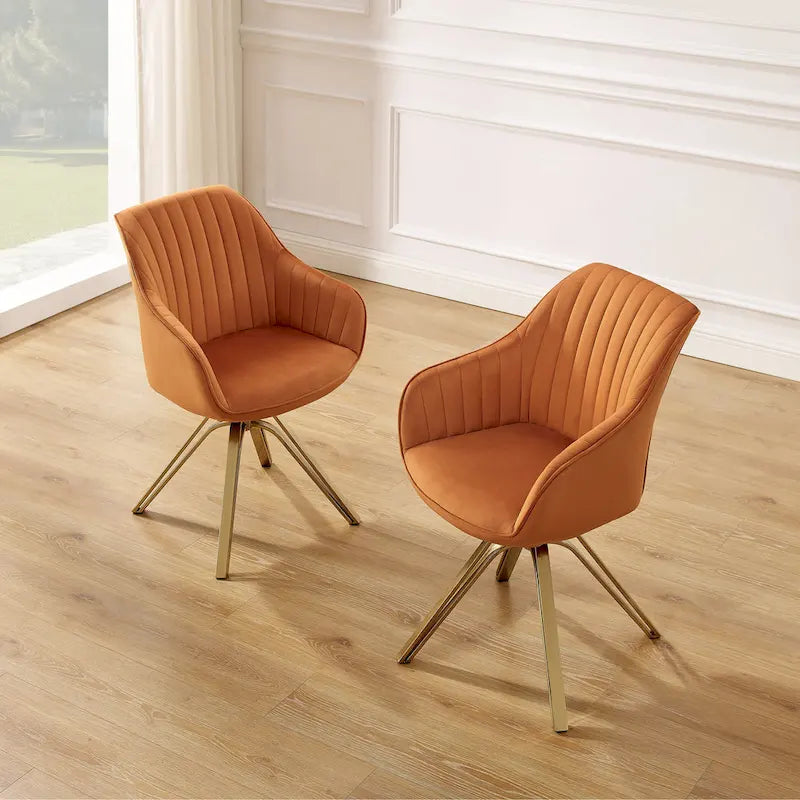 Fauteuil pivotant moderne Art Leon en velours avec finition dorée