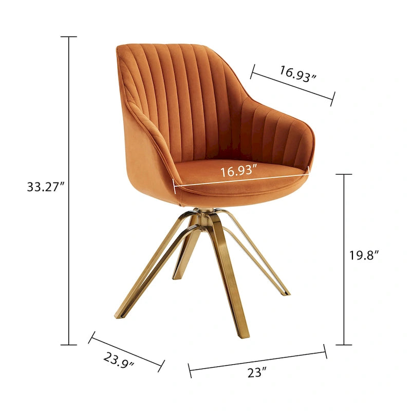 Fauteuil pivotant moderne Art Leon en velours avec finition dorée
