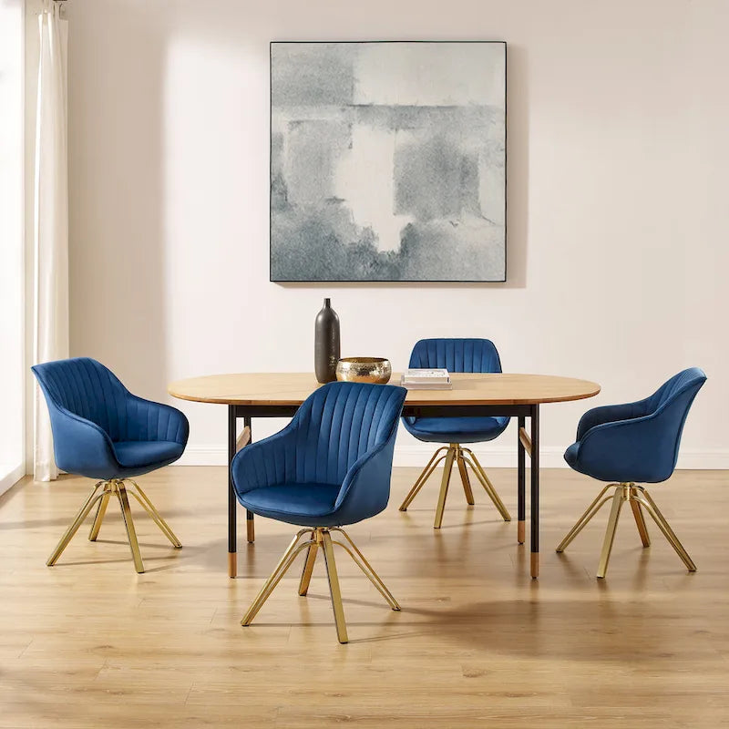 Fauteuil pivotant moderne Art Leon en velours avec finition dorée