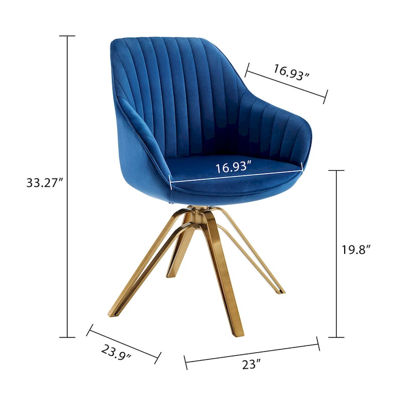 Fauteuil pivotant moderne Art Leon en velours avec finition dorée