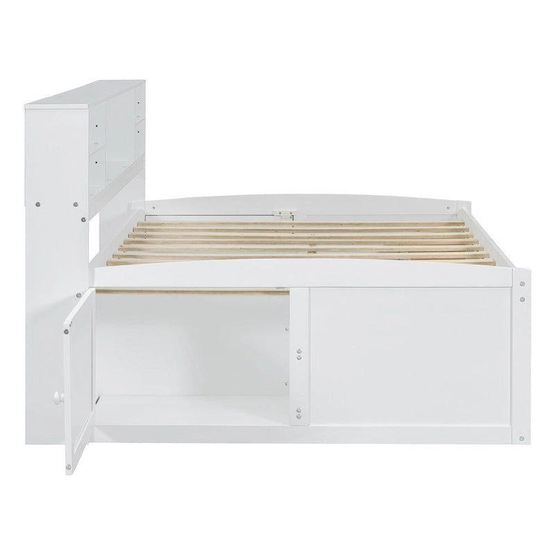 Lit de repos double Merax en bois avec armoires, étagères et 4 tiroirs
