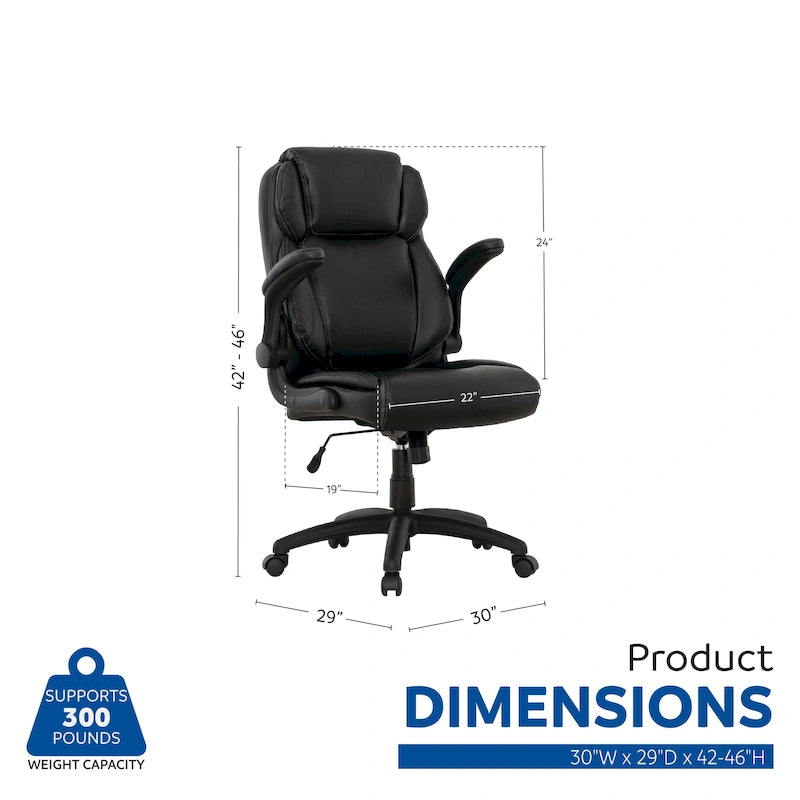 Fauteuil de bureau ergonomique à dossier haut Sealy Atlas avec accoudoirs rembourrés