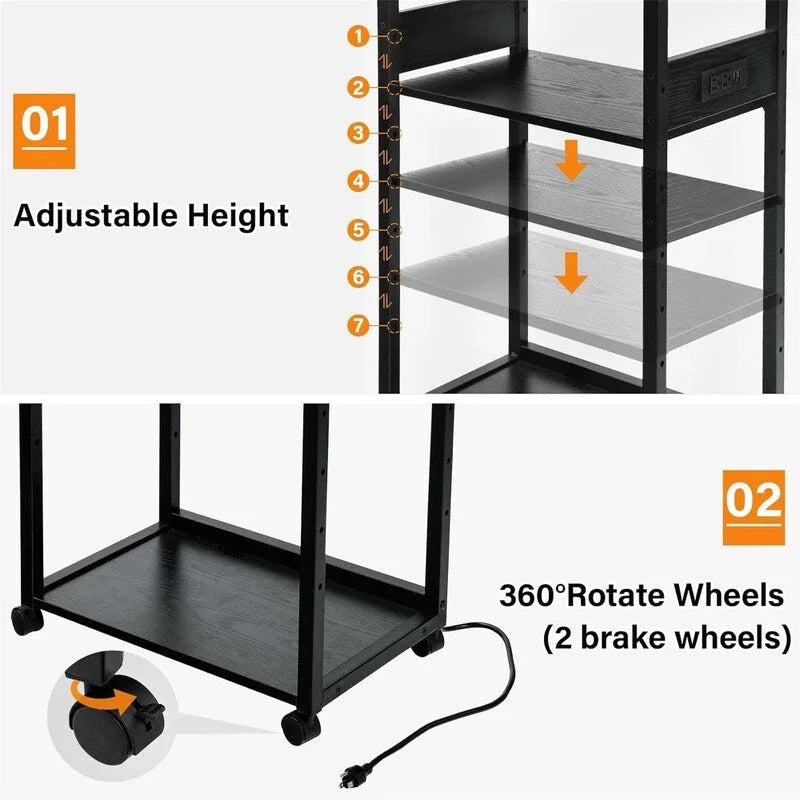 Meuble d'imprimante mobile à 3 niveaux - 19Px 14Lx 40H