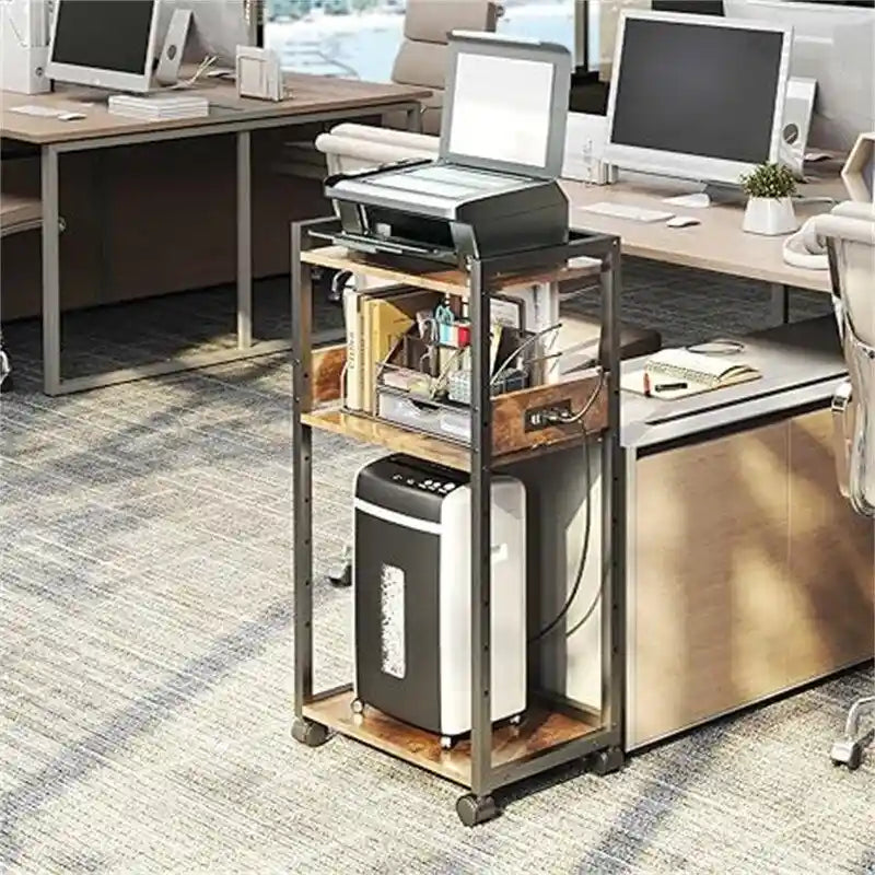 Meuble d'imprimante mobile à 3 niveaux - 19Px 14Lx 40H