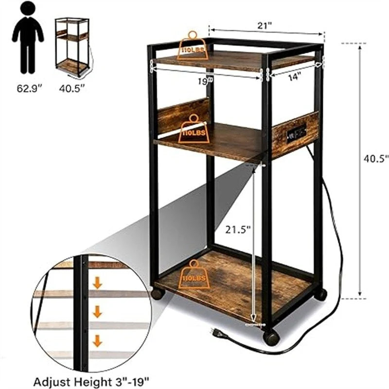 Meuble d'imprimante mobile à 3 niveaux - 19Px 14Lx 40H