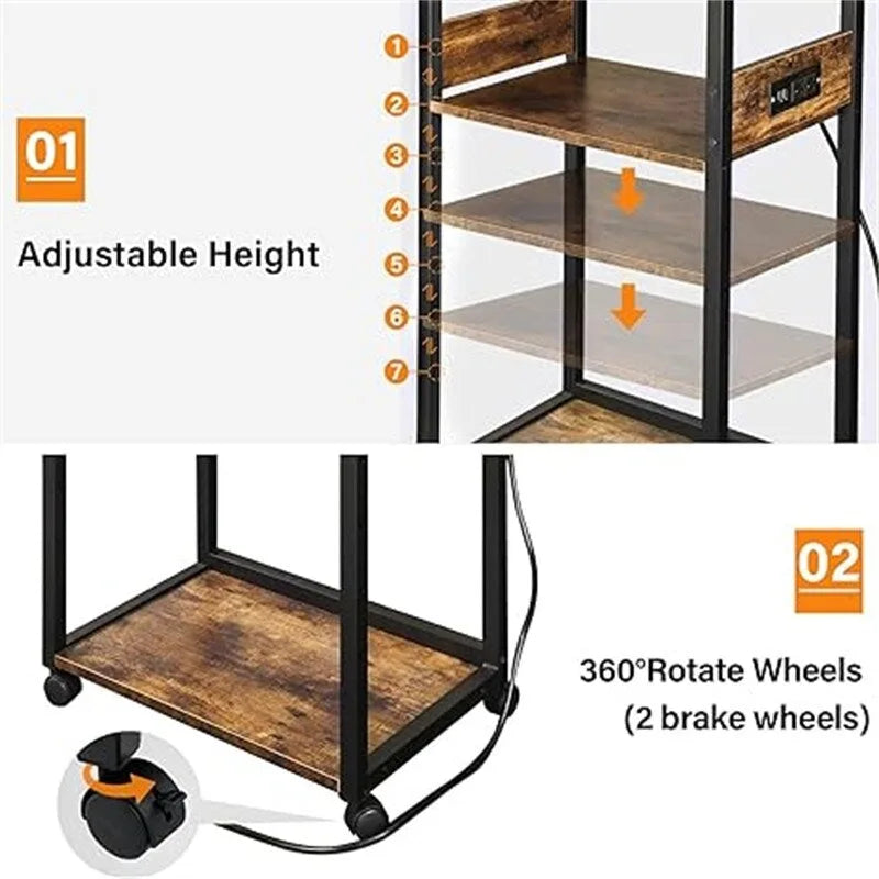 Meuble d'imprimante mobile à 3 niveaux - 19Px 14Lx 40H