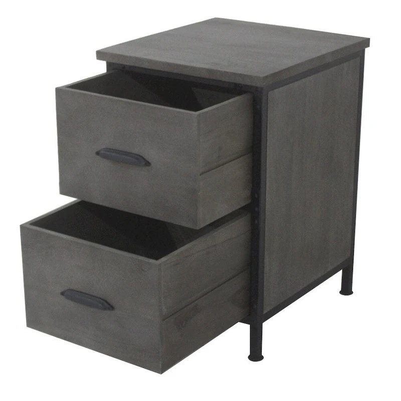 Meuble de classement rustique à 2 tiroirs Lafayette, finition gris Rowan