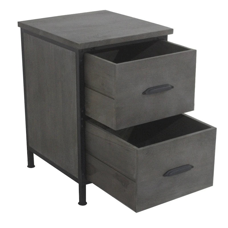 Meuble de classement rustique à 2 tiroirs Lafayette, finition gris Rowan