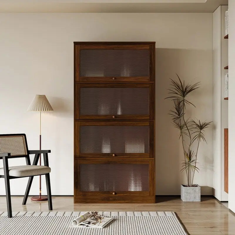 Meuble de rangement de bureau avec portes vitrées modernes, bibliothèque anti-poussière