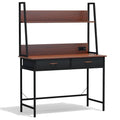 Bureau d'ordinateur avec prises de courant, tiroirs et étagère de rangement, poste de travail pour bureau à domicile