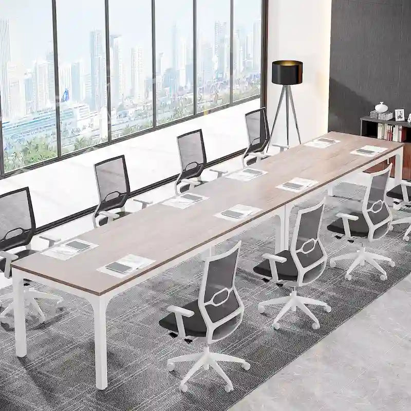 Table de conférence/réunion/séminaire professionnelle de 1,98 m pour 8 à 12 personnes (Lot de 2)