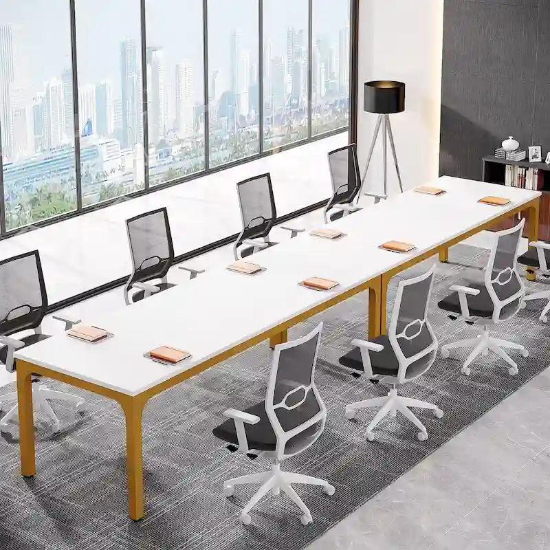 Table de conférence/réunion/séminaire professionnelle de 1,98 m pour 8 à 12 personnes (Lot de 2)