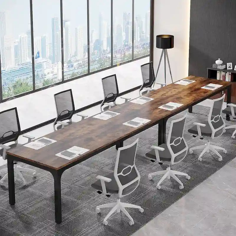 Table de conférence/réunion/séminaire professionnelle de 1,98 m pour 8 à 12 personnes (Lot de 2)