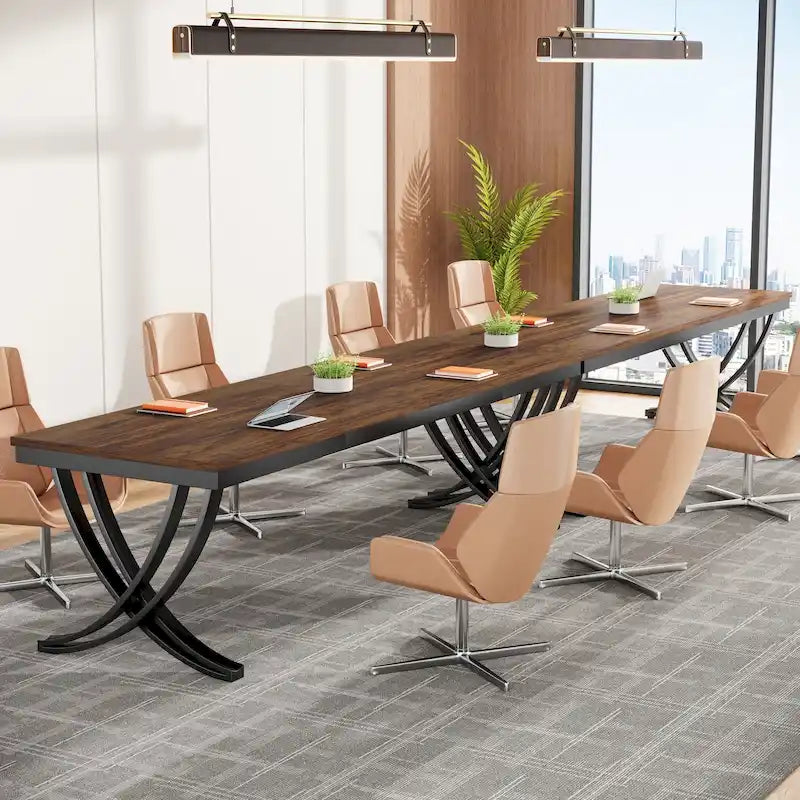 Table de conférence/réunion/séminaire professionnelle de 1,98 m pour 8 à 12 personnes (Lot de 2)