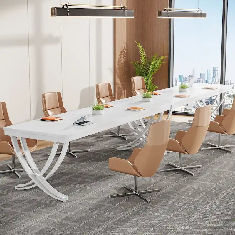 Table de conférence/réunion/séminaire professionnelle de 1,98 m pour 8 à 12 personnes (Lot de 2)