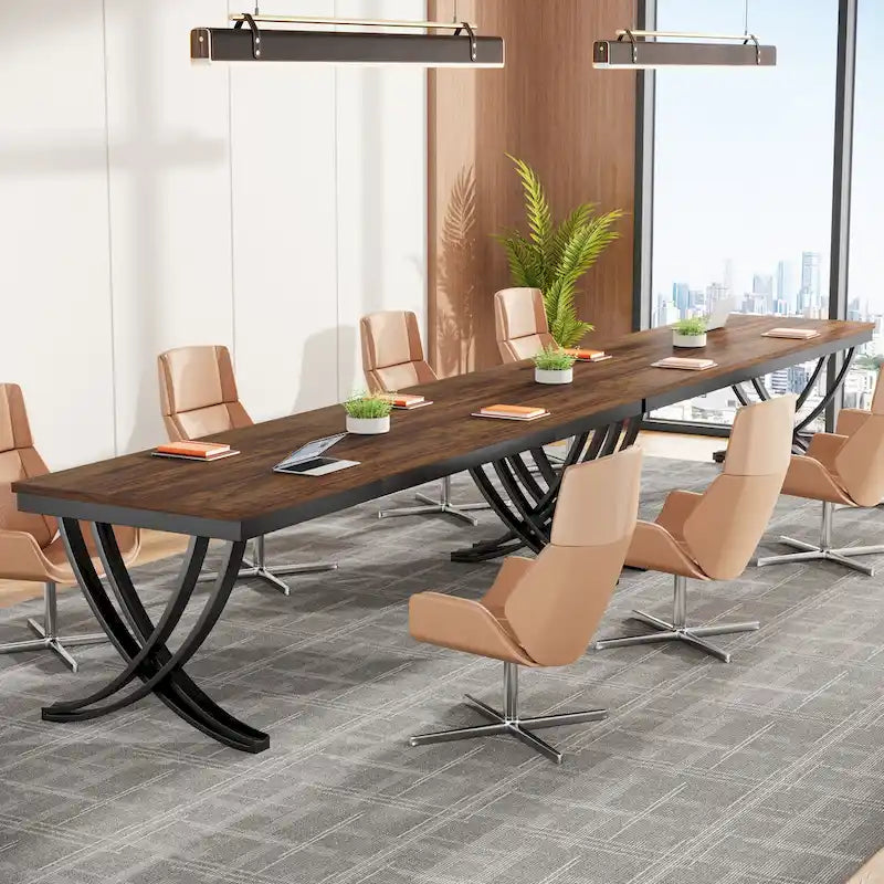 Table de conférence/réunion/séminaire professionnelle de 1,98 m pour 8 à 12 personnes (Lot de 2)