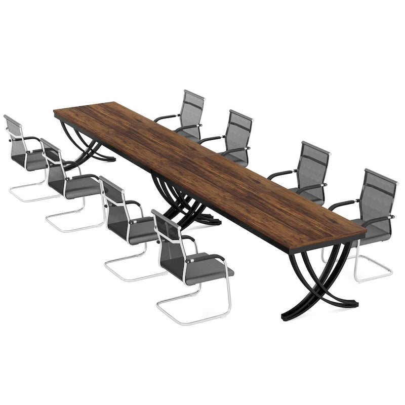 Table de conférence/réunion/séminaire professionnelle de 1,98 m pour 8 à 12 personnes (Lot de 2)