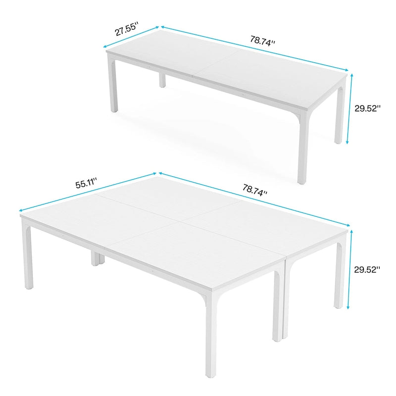 Table de conférence/réunion/séminaire professionnelle de 1,98 m pour 8 à 12 personnes (Lot de 2)