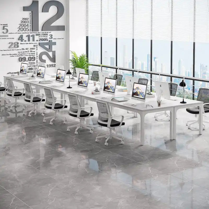 Table de conférence/réunion/séminaire professionnelle de 1,98 m pour 8 à 12 personnes (Lot de 2)