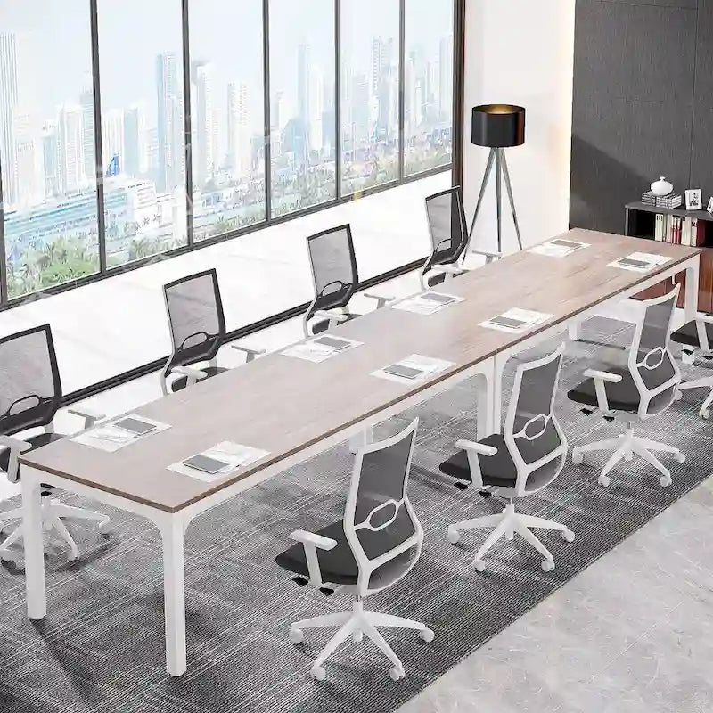 Table de conférence/réunion/séminaire professionnelle de 1,98 m pour 8 à 12 personnes (Lot de 2)