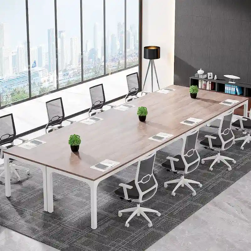 Table de conférence/réunion/séminaire professionnelle de 1,98 m pour 8 à 12 personnes (Lot de 2)