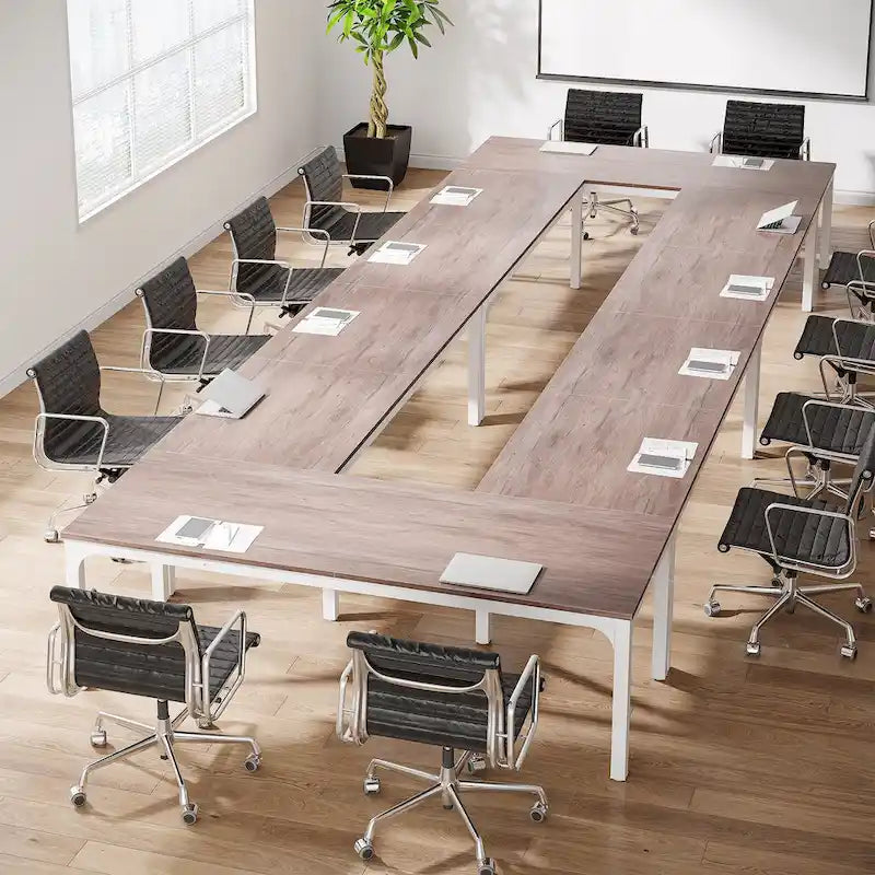 Table de conférence/réunion/séminaire professionnelle de 1,98 m pour 8 à 12 personnes (Lot de 2)