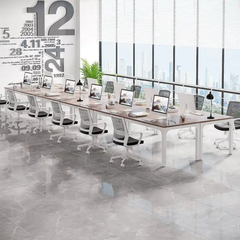 Table de conférence/réunion/séminaire professionnelle de 1,98 m pour 8 à 12 personnes (Lot de 2)