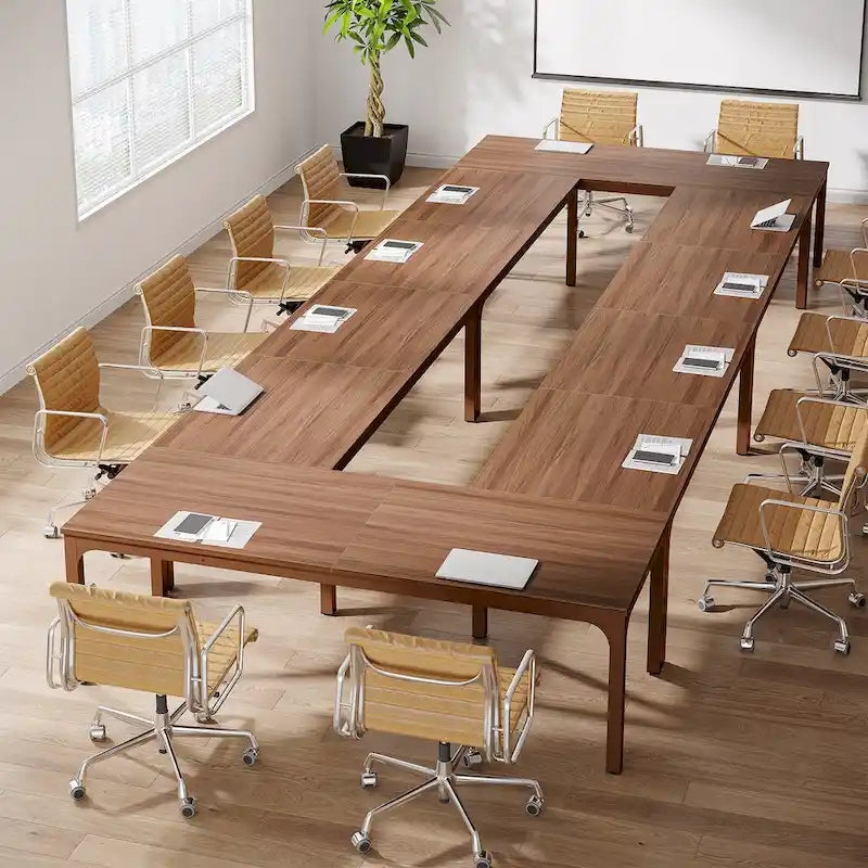 Table de conférence/réunion/séminaire professionnelle de 1,98 m pour 8 à 12 personnes (Lot de 2)