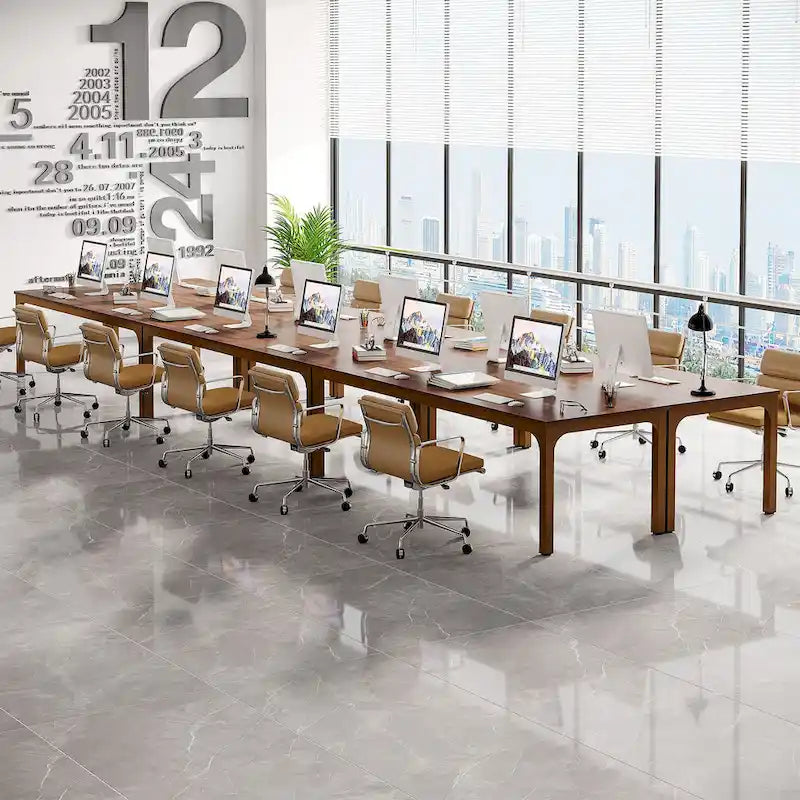 Table de conférence/réunion/séminaire professionnelle de 1,98 m pour 8 à 12 personnes (Lot de 2)