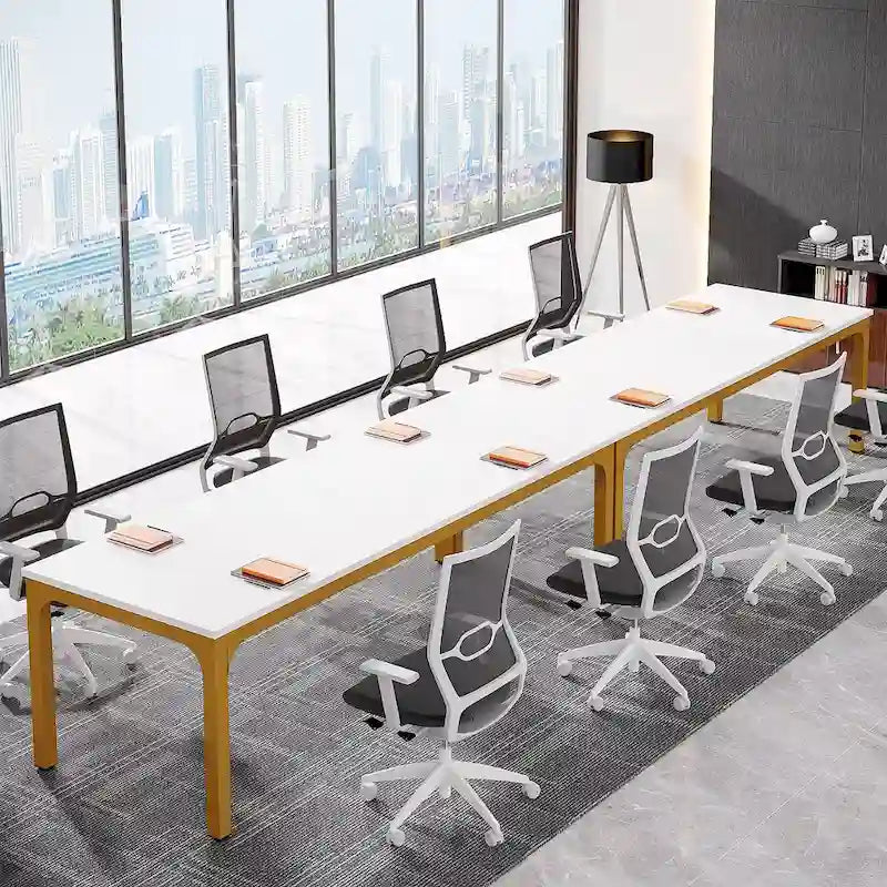 Table de conférence/réunion/séminaire professionnelle de 1,98 m pour 8 à 12 personnes (Lot de 2)