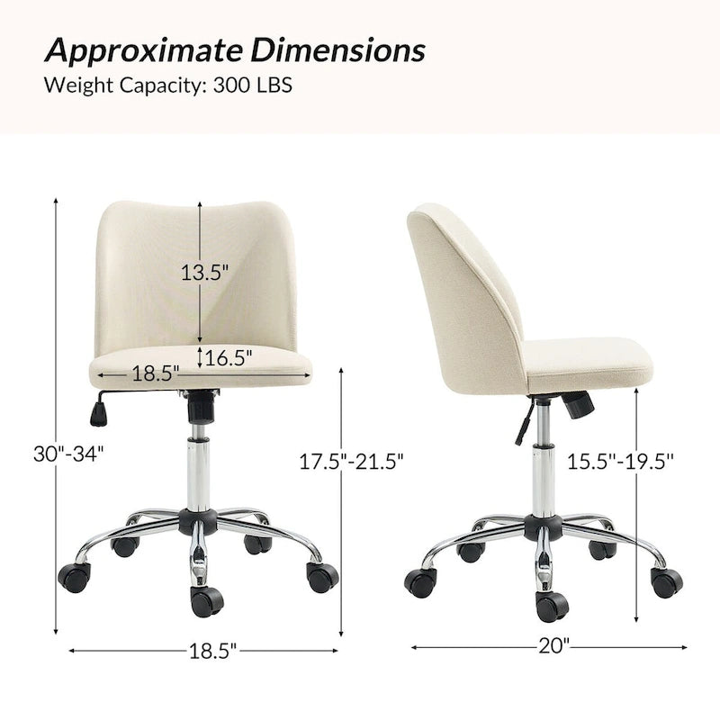 Chaise de Bureau sans Accoudoirs Sergio avec Pieds en Métal par HULALA HOME