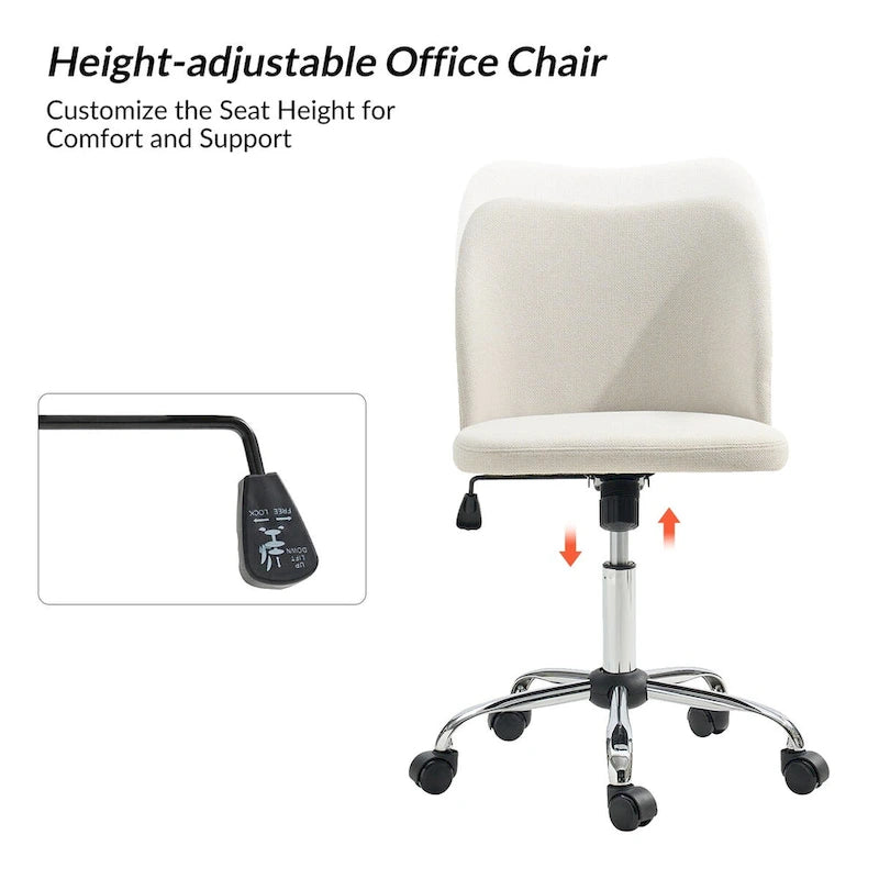 Chaise de Bureau sans Accoudoirs Sergio avec Pieds en Métal par HULALA HOME