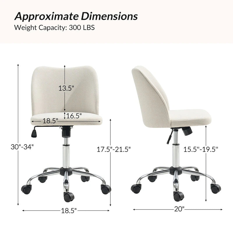 Chaise de Bureau sans Accoudoirs Sergio avec Pieds en Métal par HULALA HOME