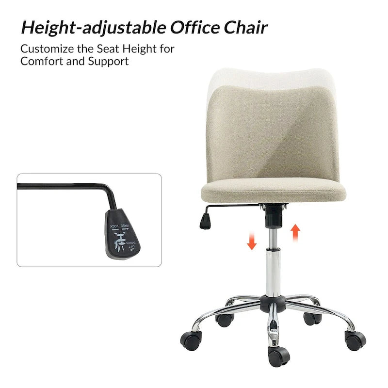Chaise de Bureau sans Accoudoirs Sergio avec Pieds en Métal par HULALA HOME