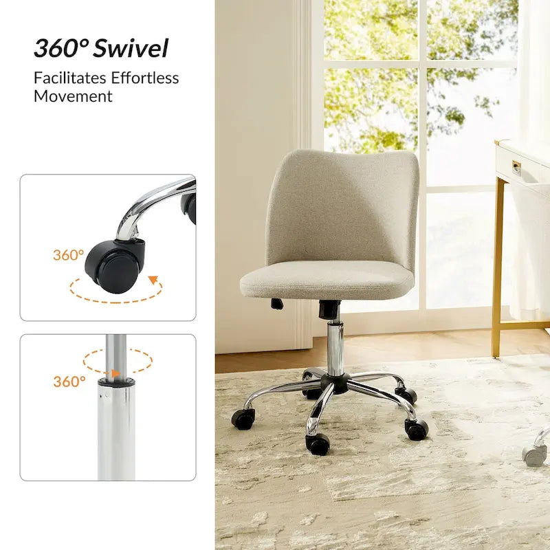 Chaise de Bureau sans Accoudoirs Sergio avec Pieds en Métal par HULALA HOME