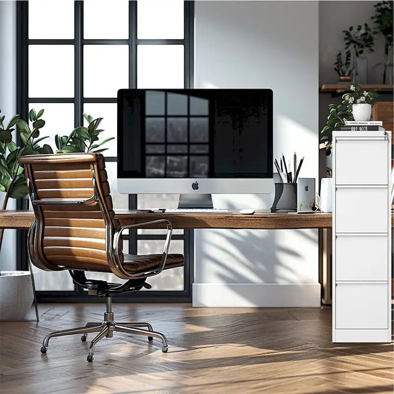 Classeur métallique vertical à 4 tiroirs avec serrure pour bureau à domicile