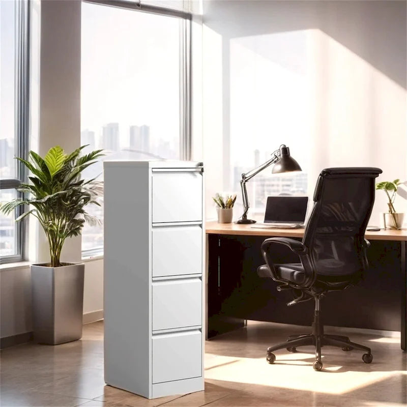 Classeur métallique vertical à 4 tiroirs avec serrure pour bureau à domicile