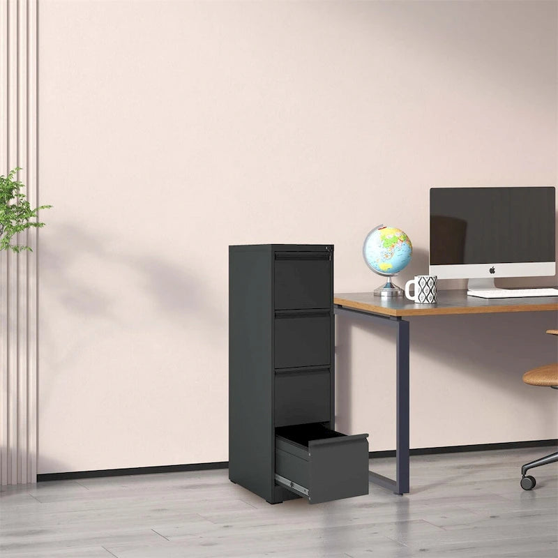 Classeur métallique vertical à 4 tiroirs avec serrure pour bureau à domicile