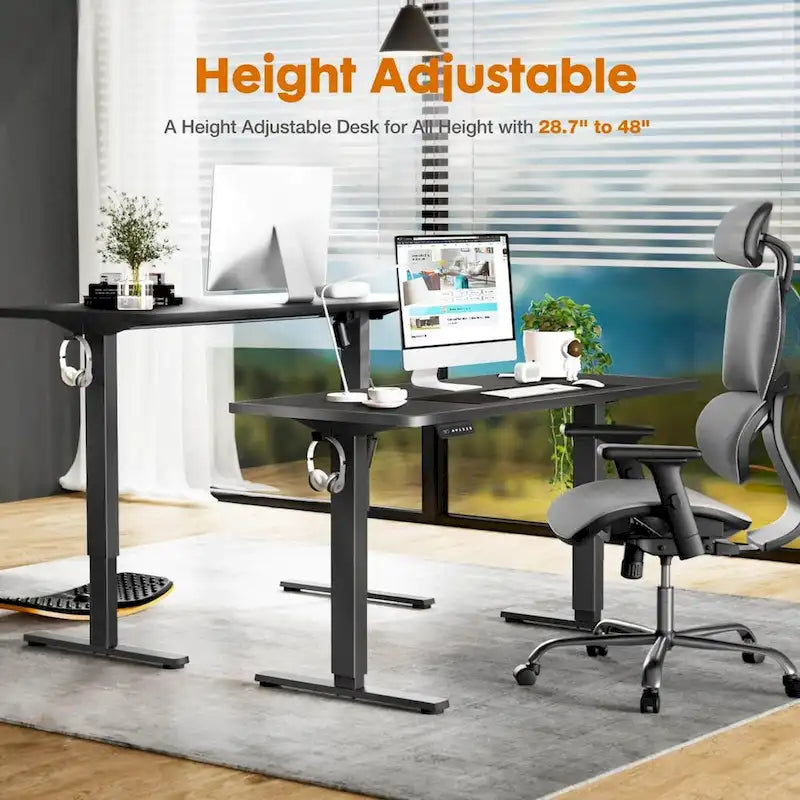 Bureau debout réglable en hauteur, bureau d'ordinateur ergonomique assis-debout, 140 x 60 cm