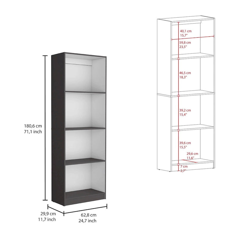 Ensemble de 3 pièces Kenyon, bibliothèque de 74 po de large avec 5 étagères et armoire