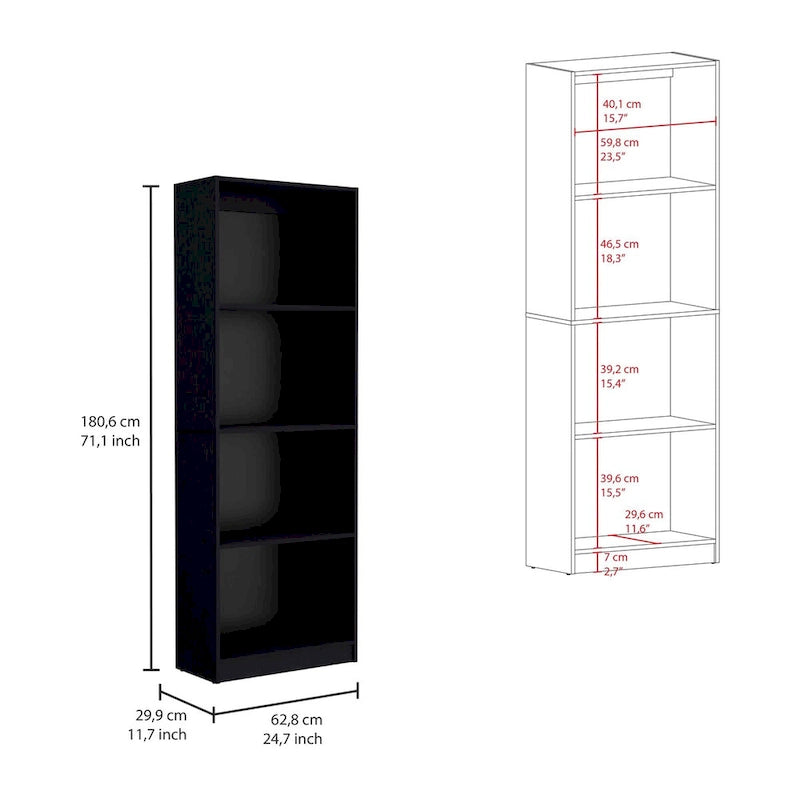 Ensemble de 3 pièces Kenyon, bibliothèque de 74 po de large avec 5 étagères et armoire