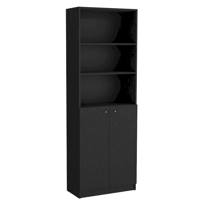 Ensemble de 3 pièces Kenyon, bibliothèque de 74 po de large avec 5 étagères et armoire
