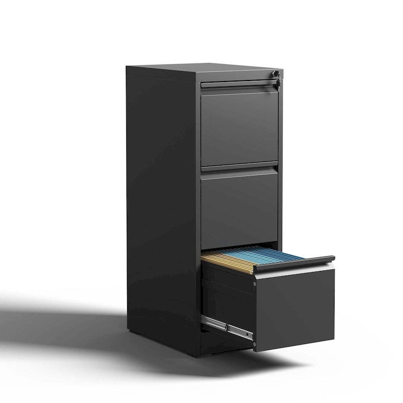 Classeur vertical en métal à 3 tiroirs de 38 cm de large avec serrure pour documents A4 légaux/lettre, pour bureau/maison