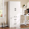 Moasis 68H Grande Armoire de Classement en Bois Robuste 2 Tiroirs avec Serrure et Étagères Réglables