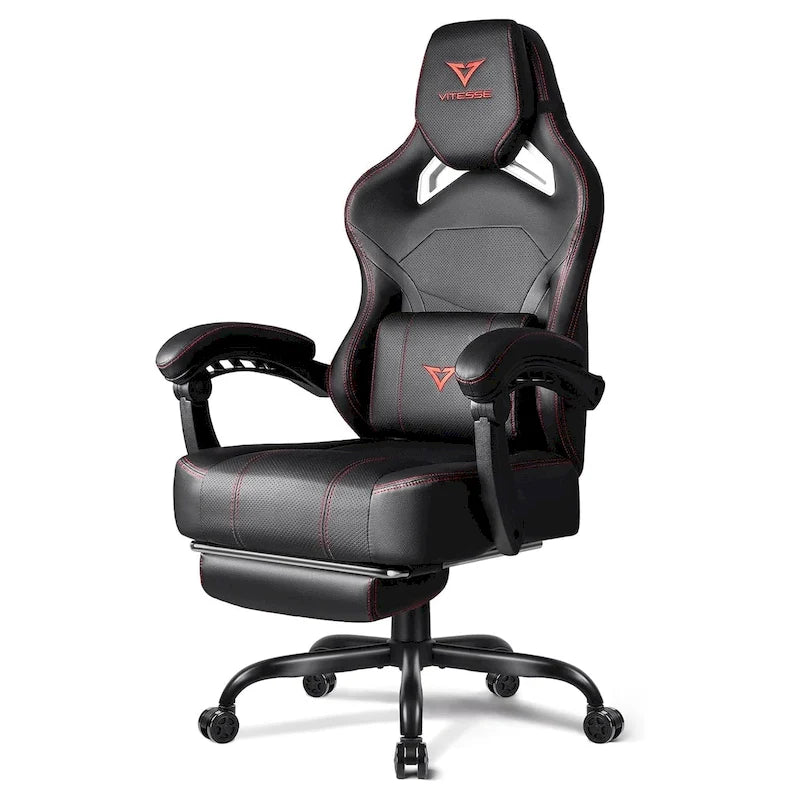Chaise de jeu BOSSIN grande taille 400 lb avec repose-pieds, chaise de jeu vidéo ergonomique pour adultes avec appuie-tête et oreiller lombaire