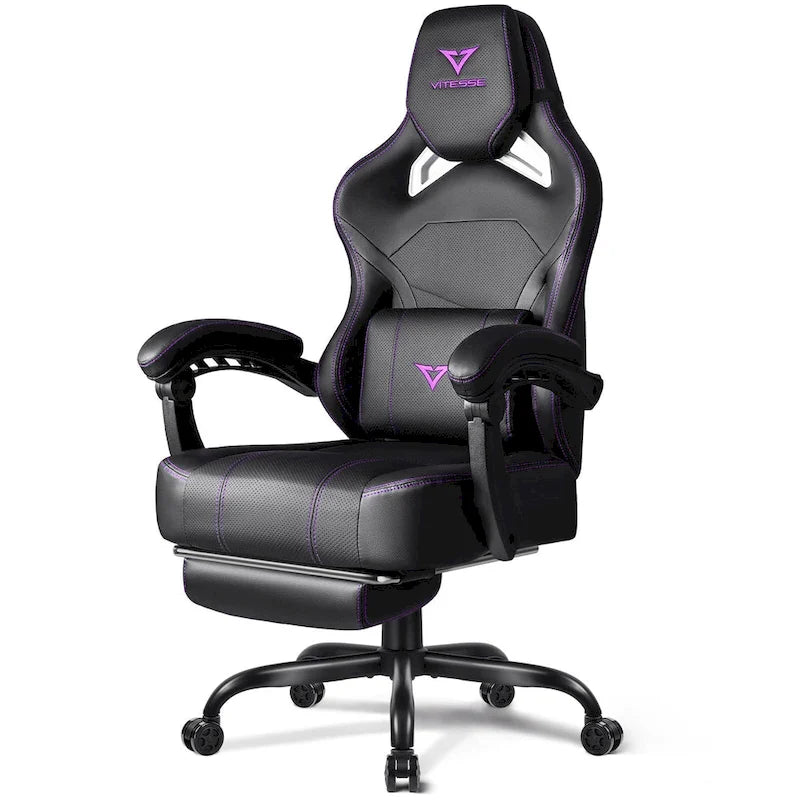 Chaise de jeu BOSSIN grande taille 400 lb avec repose-pieds, chaise de jeu vidéo ergonomique pour adultes avec appuie-tête et oreiller lombaire